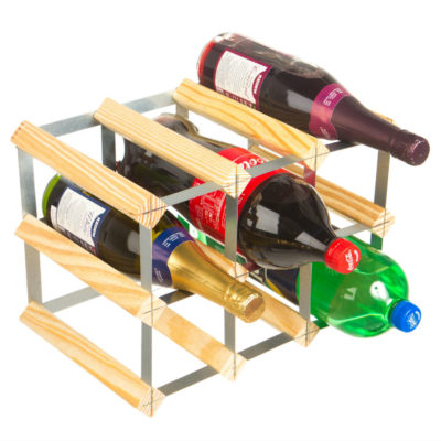 RTA 9-Bottle Wooden Wine Rack – Natural Pine